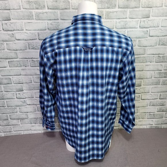 Y2K SouthPole Mens L Blue Plaid Long Sleeve Button Front Shirt Streetwear - Picture 6 of 9